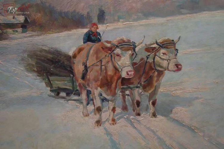 Paul John Walch Zwózka drewna zimą 1935 Polecam!!! 