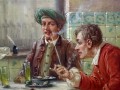 Obraz olejny despoty przy stole Jörg Sommer ur.1881r