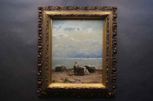 Stary obraz olejny Powrót z połowu Holenderski Obraz Polecam !!!