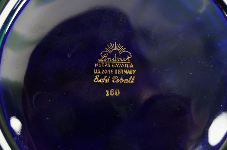 Porcelana Lindner zestaw śniadaniowy kobalt złoto Polecam !!!