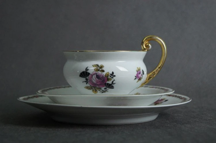 Porcelana Waldershof - Rosenthal wykwintne śniadaniowe trio