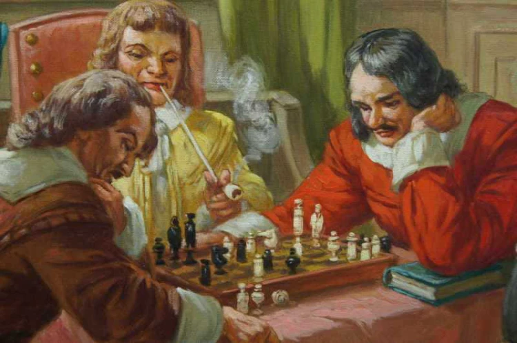 Stary obraz Szlacheckie zabawy partia szachów Hermann Prediger