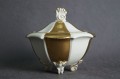 Porcelana AL-KA gustowna bomboniera ecru złoto Polecam !