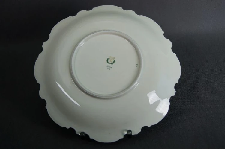 Porcelana Reichenbach burgundowa piękna duża złocona patera