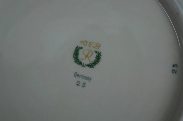 Porcelana Reichenbach burgundowa piękna duża złocona patera