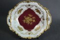 Porcelana Reichenbach złoto burgundowa patera