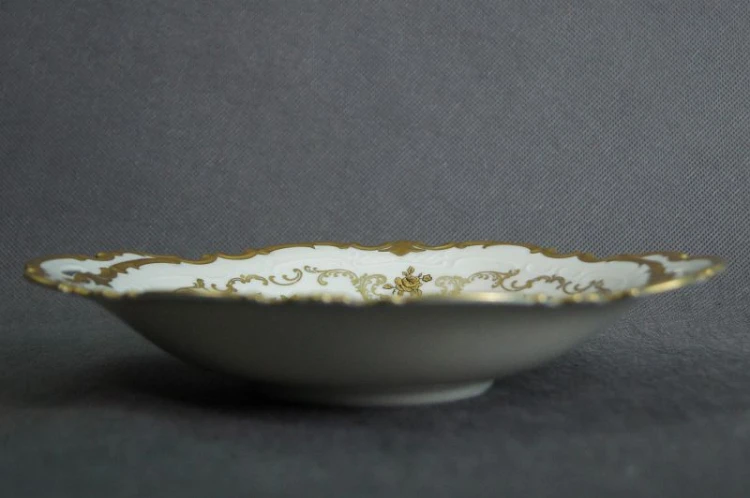 Porcelana Reichenbach złoto burgundowa patera