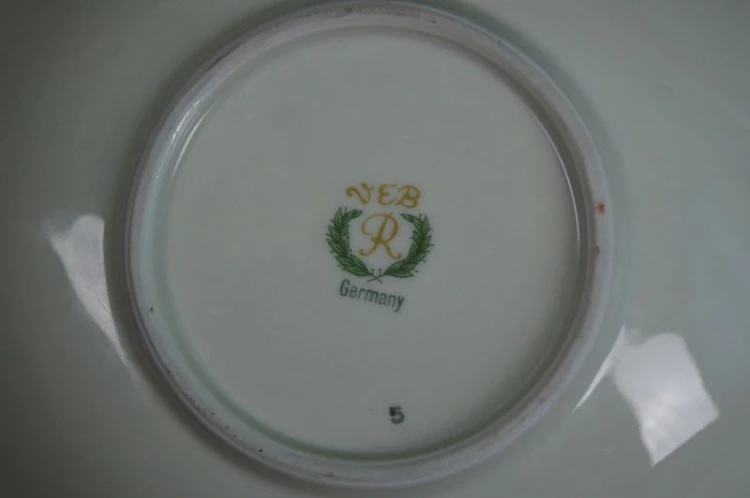 Porcelana Reichenbach złoto burgundowa patera