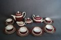 Porcelana Reichenbach Serwis kawa - herbata burgund złocenia Okaz !!!