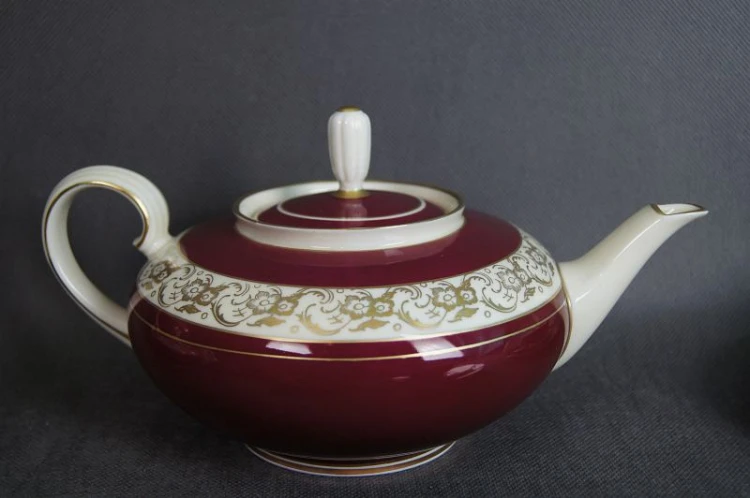 Porcelana Reichenbach Serwis kawa - herbata burgund złocenia Okaz !!!