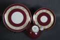Porcelana Reichenbach Serwis kawa - herbata burgund złocenia Okaz !!!