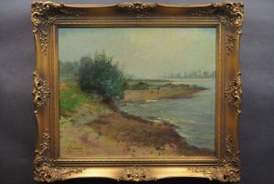 Max Zander Krajobraz znad rzeki - pastelowy impresjonizm 