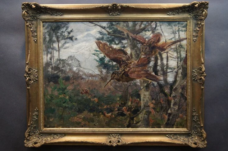 Stary obraz Carl Weisgerber - Studium ptaków Słonki