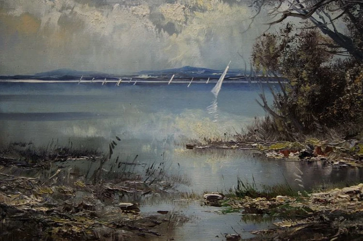 Obraz olejny Jean - Edeler Krajobraz z nad jeziora