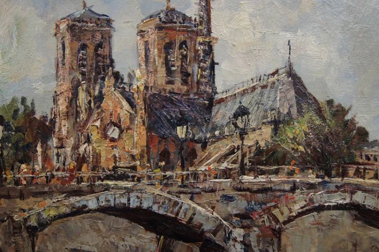 Paryż Katedra Notre-Dame obraz olejny Jan Cormais