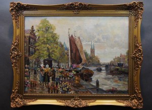 Holenderski targ kwiatowy obraz olejny R. Bartsch 47r.