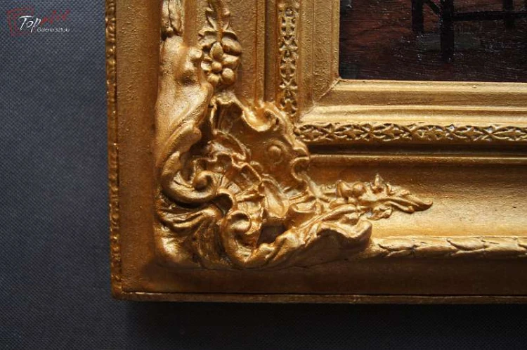 Stary obraz Scena we wnętrzu Jörg Sommer ur.1881r 