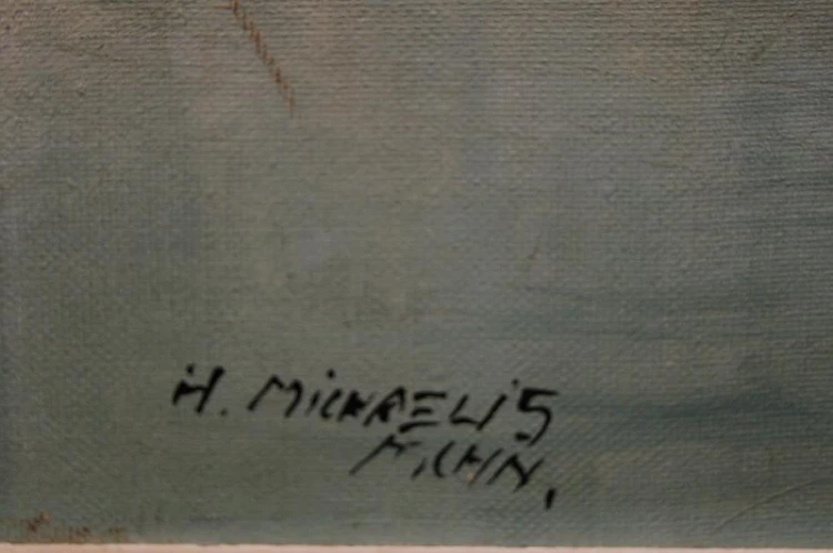 Pejzaż z nad rzeki atrakcyjny obraz olejny H. Michaelis