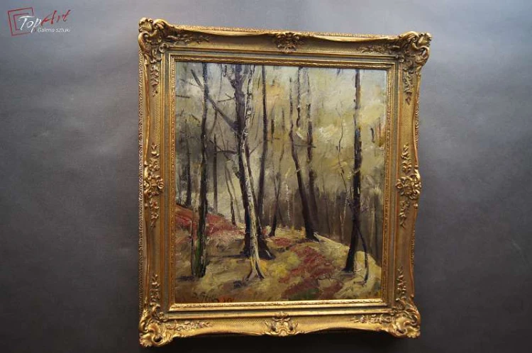 Stary obraz Josef Steib Jesienny Las 1929r