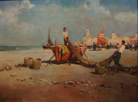 Rybacy nad włoskim wybrzeżem-Punta di Milazzo- Hermann Schmidtmann