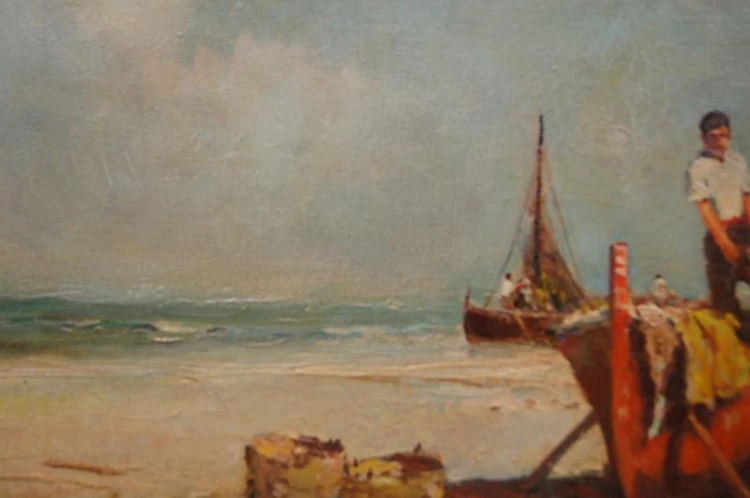 Rybacy nad włoskim wybrzeżem-Punta di Milazzo- Hermann Schmidtmann
