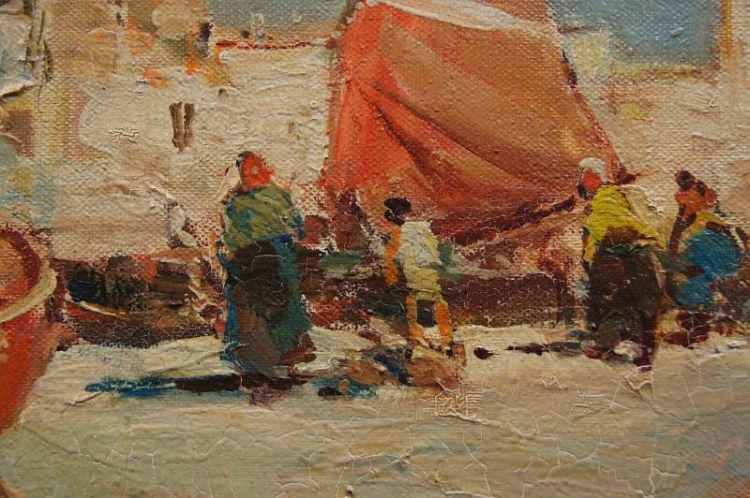 Rybacy nad włoskim wybrzeżem-Punta di Milazzo - Hermann Schmidtmann