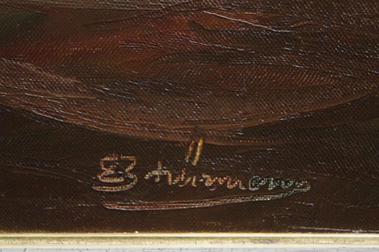Kutry o zachodzie słońca obraz olejny E.R. Schurmann