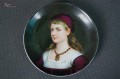Portret miniatura młodej kobiety na porcelanie