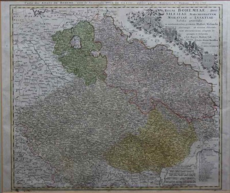 BOHEMIAE SILESIAE MORAVIAE MAPA ORYGINAŁ 1748r.