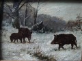 Dziki zimą Adolf Rheinert stary obraz !!!