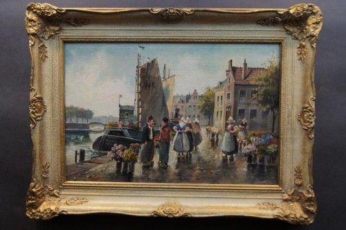 Amsterdam Targ kwiatowy barwny obraz A. Hornemann