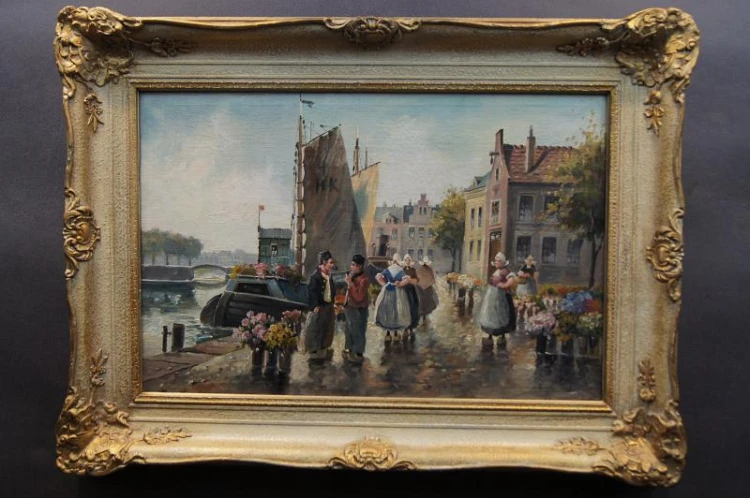 Amsterdam Targ kwiatowy barwny obraz A. Hornemann