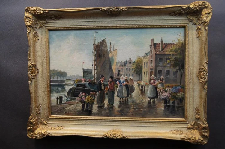 Amsterdam Targ kwiatowy barwny obraz A. Hornemann