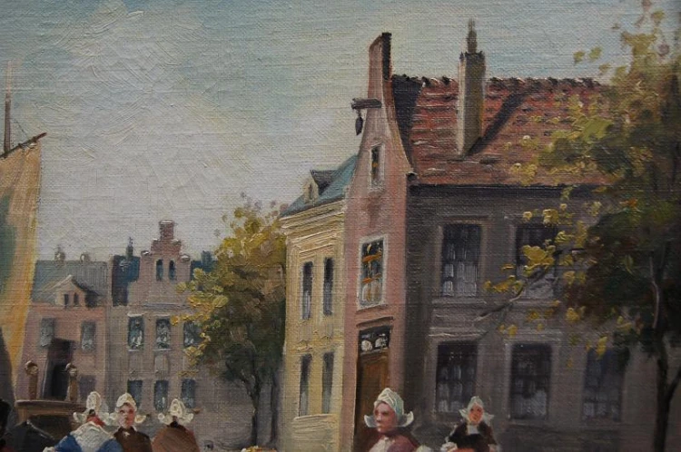 Amsterdam Targ kwiatowy barwny obraz A. Hornemann