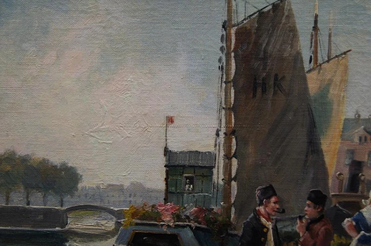 Amsterdam Targ kwiatowy barwny obraz A. Hornemann