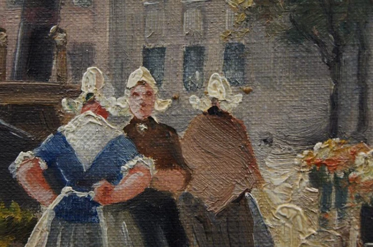 Amsterdam Targ kwiatowy barwny obraz A. Hornemann