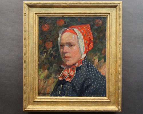 Obraz olejny portret serbskiej dziewczyny 1921r. William Krause