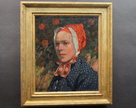 Obraz olejny portret serbskiej dziewczyny 1921r. William Krause