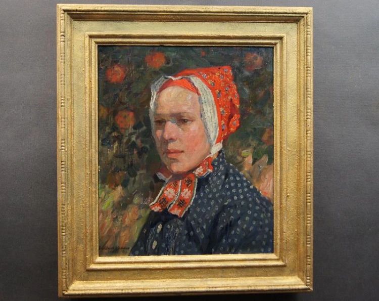 Obraz olejny portret serbskiej dziewczyny 1921r. William Krause