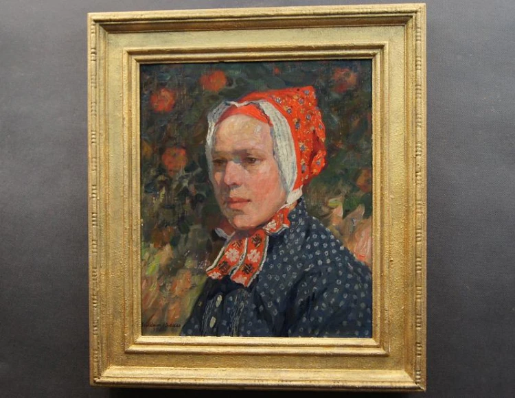 Obraz olejny portret serbskiej dziewczyny 1921r. William Krause