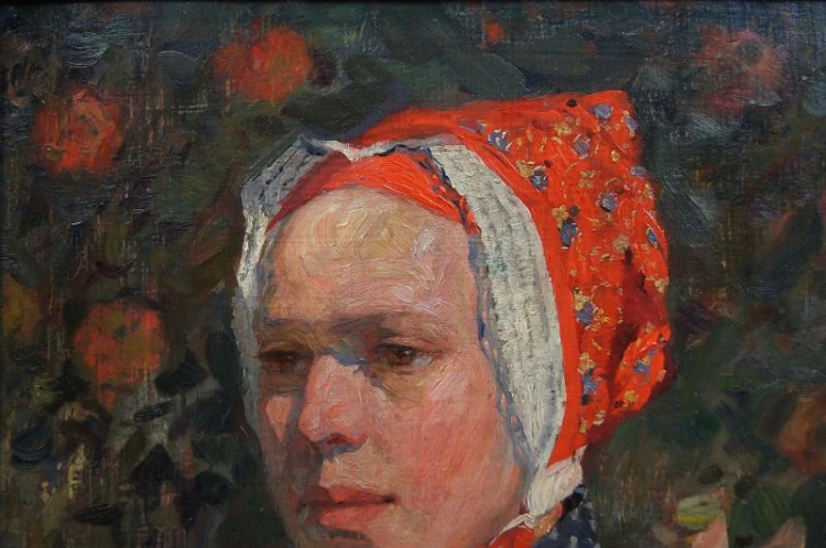 Obraz olejny portret serbskiej dziewczyny 1921r. William Krause
