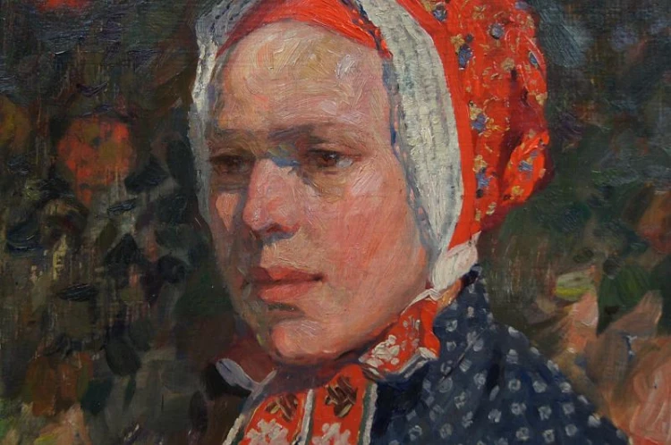 Obraz olejny portret serbskiej dziewczyny 1921r. William Krause