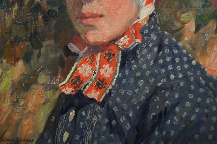Obraz olejny portret serbskiej dziewczyny 1921r. William Krause