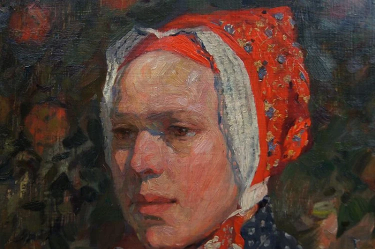 Obraz olejny portret serbskiej dziewczyny 1921r. William Krause