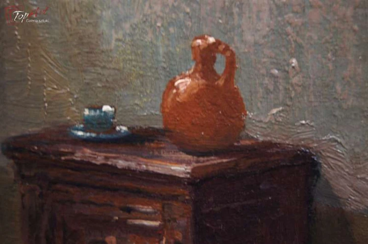 Stary obraz Scena we wnętrzu Jörg Sommer ur.1881r 