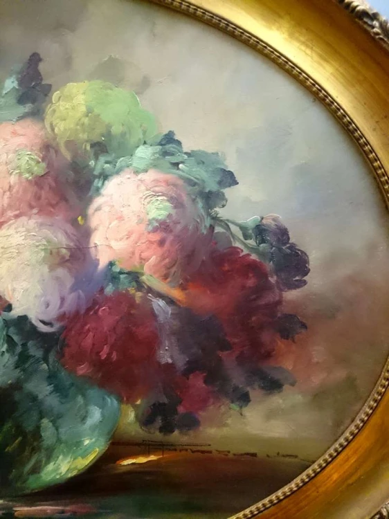 Obraz olejny UNIKAT RARYTAS Piwonie ~ HEDWIG PETERMANN ur.1877r