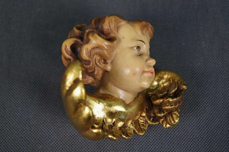 Wyjątkowa główka cherubinka drewniane putto !!!