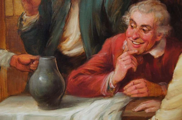 Poczęstunek w oberży - malarstwo rodzajowe - Curt A. Landwehr