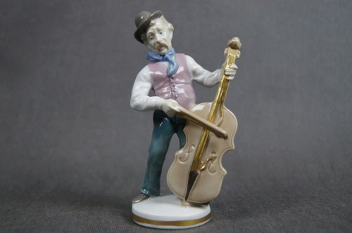 Porcelana Gräfenthal kontrabasista z kapeli