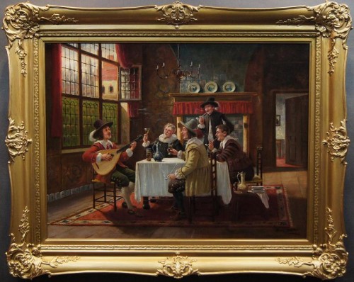 Wysokiej klasy malarstwo niemieckie Scena we wnętrzu Bruno Blatter